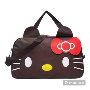 Hello Kitty Duffle Bag LARGE Travel Sports Summer Camp Brown New